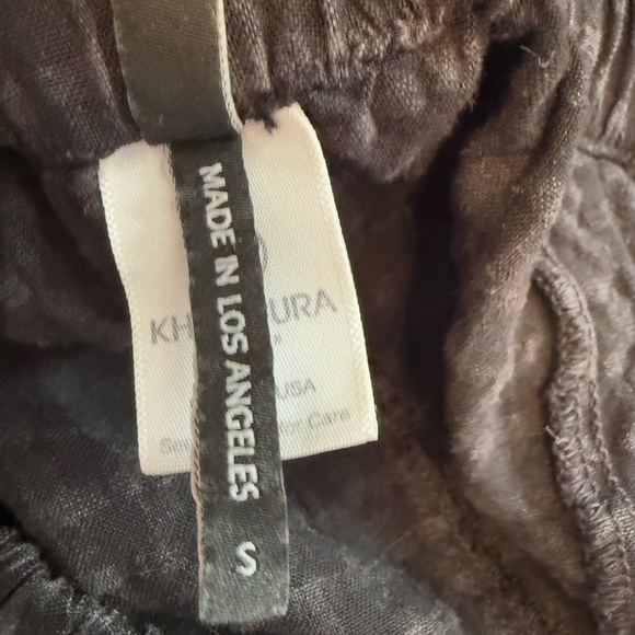 Khangura Artsy Pants Black Windowpane Linen Blend High Rise Wide Leg Crop Small - Picture 3 of 13